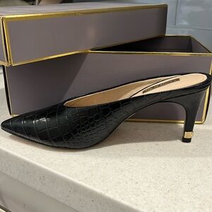 New with tags and box. Leather mules heels Louise & Cie Black sz 8 m